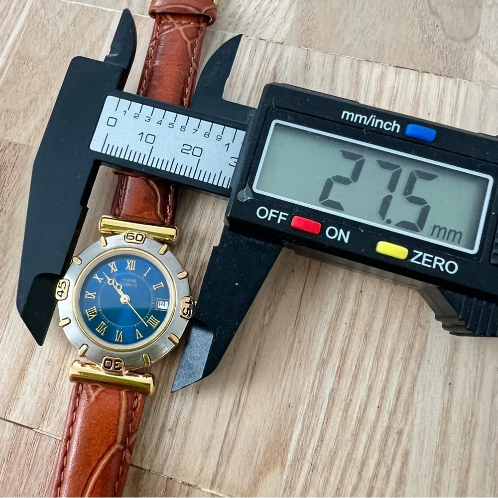 Anne Klein II ladies blue dial two tone brown leather watch NEW BATTERY